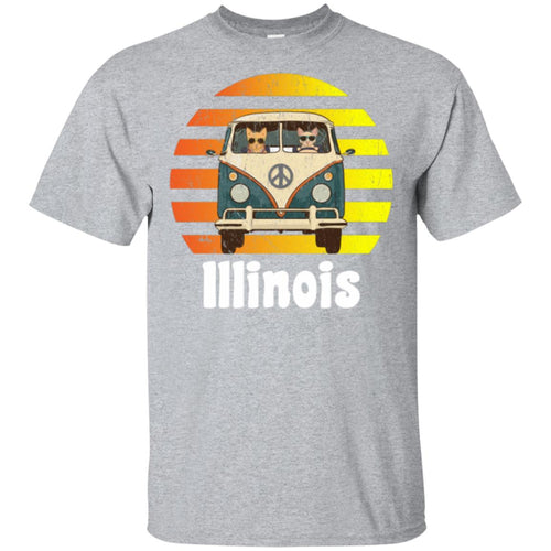 118,Illinois Road Trip Shirt Vintage Retro Hippie Van Gildan Ultra Cotton T-Shirt