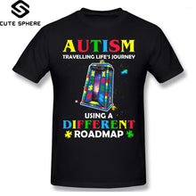 Load image into Gallery viewer, Blessed Ribbon Men Woman Autism T Shirt Autism Shirt Traveling Life S Journey Using A Different Roadmap T-Shirt Short Sleeve Fashion Tee Shirt Tshirt TShirt Longsleeve Hoodie Tank Top High Quality Cotton