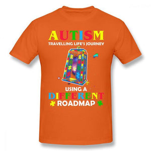 Blessed Ribbon Men Woman Autism T Shirt Autism Shirt Traveling Life S Journey Using A Different Roadmap T-Shirt Short Sleeve Fashion Tee Shirt Tshirt TShirt Longsleeve Hoodie Tank Top High Quality Cotton