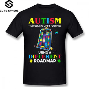 Blessed Ribbon Men Woman Autism T Shirt Autism Shirt Traveling Life S Journey Using A Different Roadmap T-Shirt Short Sleeve Fashion Tee Shirt Tshirt TShirt Longsleeve Hoodie Tank Top High Quality Cotton