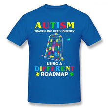 Load image into Gallery viewer, Blessed Ribbon Men Woman Autism T Shirt Autism Shirt Traveling Life S Journey Using A Different Roadmap T-Shirt Short Sleeve Fashion Tee Shirt Tshirt TShirt Longsleeve Hoodie Tank Top High Quality Cotton