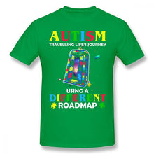 Load image into Gallery viewer, Blessed Ribbon Men Woman Autism T Shirt Autism Shirt Traveling Life S Journey Using A Different Roadmap T-Shirt Short Sleeve Fashion Tee Shirt Tshirt TShirt Longsleeve Hoodie Tank Top High Quality Cotton