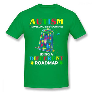 Blessed Ribbon Men Woman Autism T Shirt Autism Shirt Traveling Life S Journey Using A Different Roadmap T-Shirt Short Sleeve Fashion Tee Shirt Tshirt TShirt Longsleeve Hoodie Tank Top High Quality Cotton