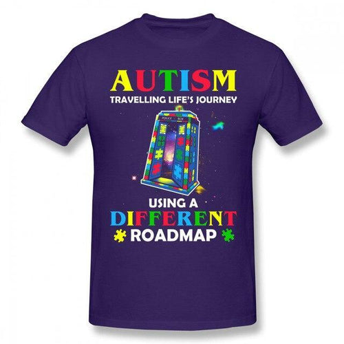 Blessed Ribbon Men Woman Autism T Shirt Autism Shirt Traveling Life S Journey Using A Different Roadmap T-Shirt Short Sleeve Fashion Tee Shirt Tshirt TShirt Longsleeve Hoodie Tank Top High Quality Cotton